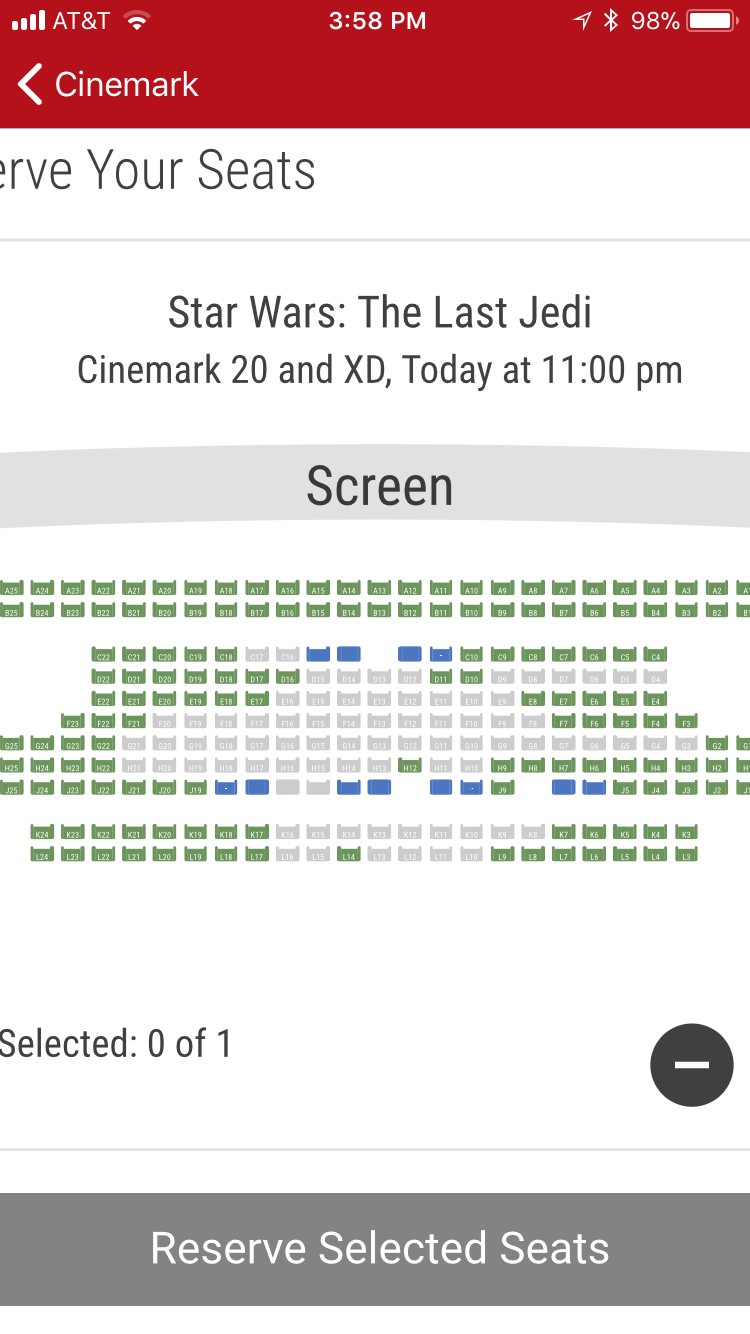 Cinemark theater premiere reserved seating maps? The Last Jedi | Home  Theater Forum